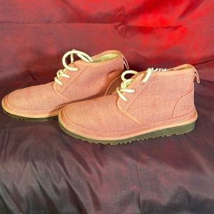 UGG Neumel Natural Canvas Ankle Chukka Boots Pink Women’s